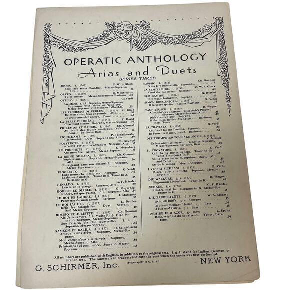 Antique 1884 Operatic Anthology Arias Duets Series 2 Schirmer Piano Sheet Music - Picture 3 of 3